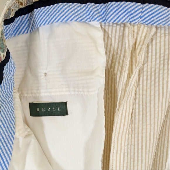 Berle Men's Flat Front Stripes Seersucker Pants, Open Hem, Size 42, New W/O Tags - Picture 8 of 9